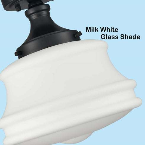Black Ceiling Light Milk Glass Schoolhouse Light Fixture